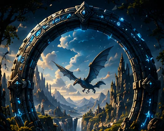 Dragon and fantasy portal artwork created with StorieVerse