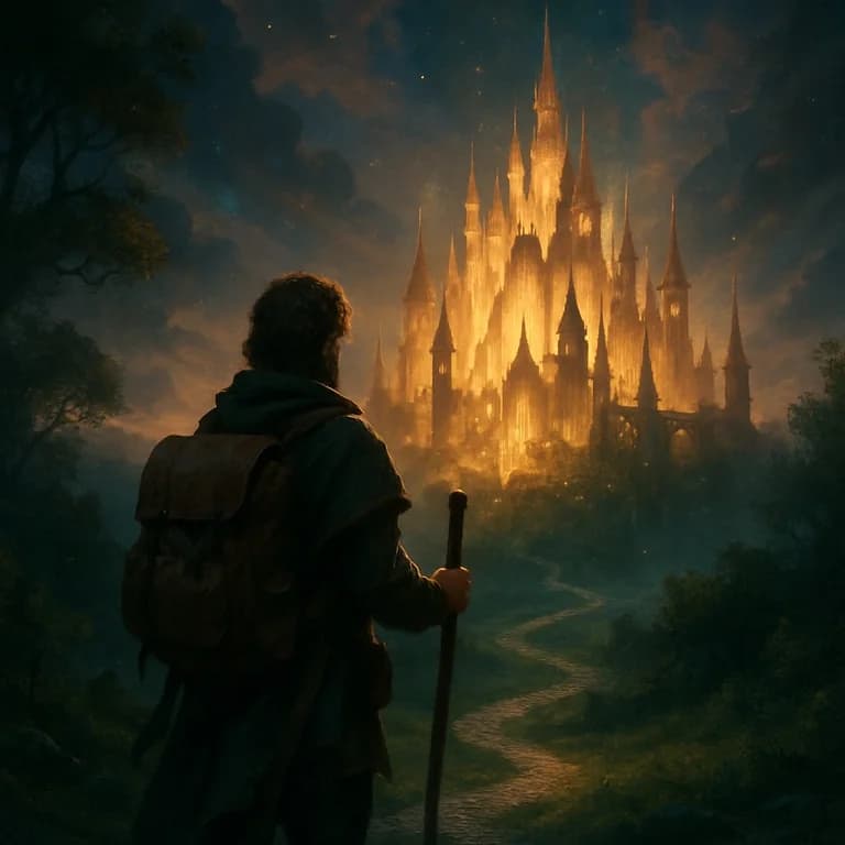 Original fantasy artwork with a golden castle